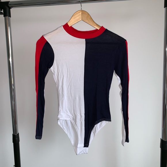 Rebellious One Tops - WHITE, BLUE RED BODYSUIT